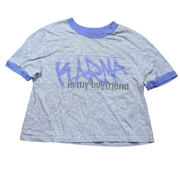 Taylor Swift Tops - Taylor Swift Midnights Karma Is My Boyfriend Cropped Ringer T Shirt Size Medium